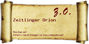 Zeitlinger Orion névjegykártya